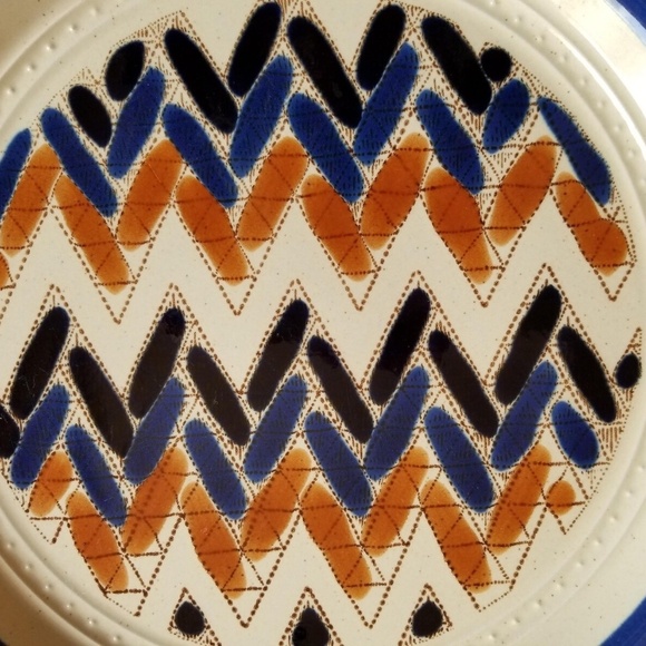 Vintage Arita Stoneware Craft-Stone Oversized Plates Fuji Herringbone, Set Of 5 - Picture 5 of 6